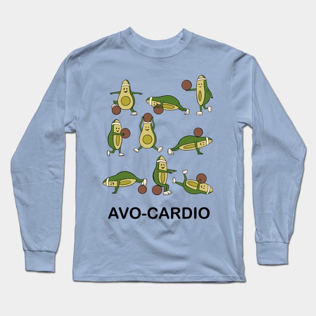 AVOCARDIO Avocado Cardio Funny Vegan Workout Gift Long Sleeve T-Shirt by basselelkadi